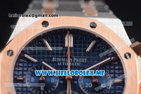 Audemars Piguet Royal Oak Miyota Quartz Two Tone Case/Bracelet with Blue Dial and Stick Markers - Click Image to Close